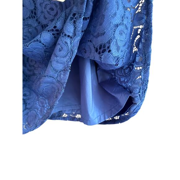 Adrianna Papell Cobalt Blue Lace Overlay Knee Length 18w Exposed Shoulder Dress - Picture 13 of 15